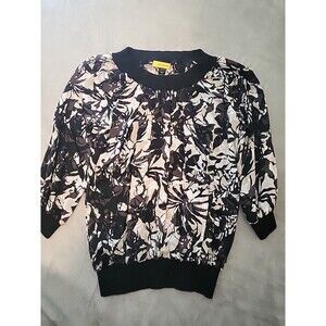 St John's Bay Blouse Women's Large Colorful Sheer Silk  Off Shoulder +